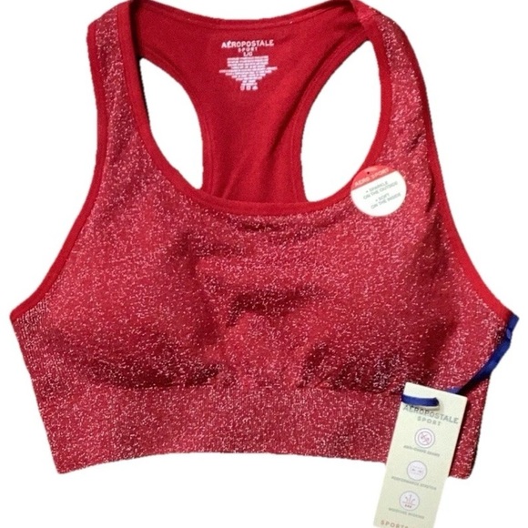 Aeropostale Other - Aeropostale Shimmering Red Sports Bra Racer Back Removable Pads Metallic Threads